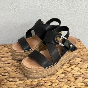 Rag & Bone August Platform Genuine Leather Espadrilles Silver Side Buckle